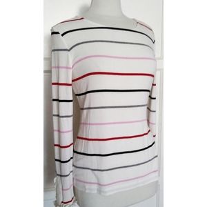 Ann Taylor Striped Ruffle cuff Top